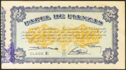 5 Pesetas. 1 de Enero de 1940. Papel de Finanzas. Serie A. EBC+.