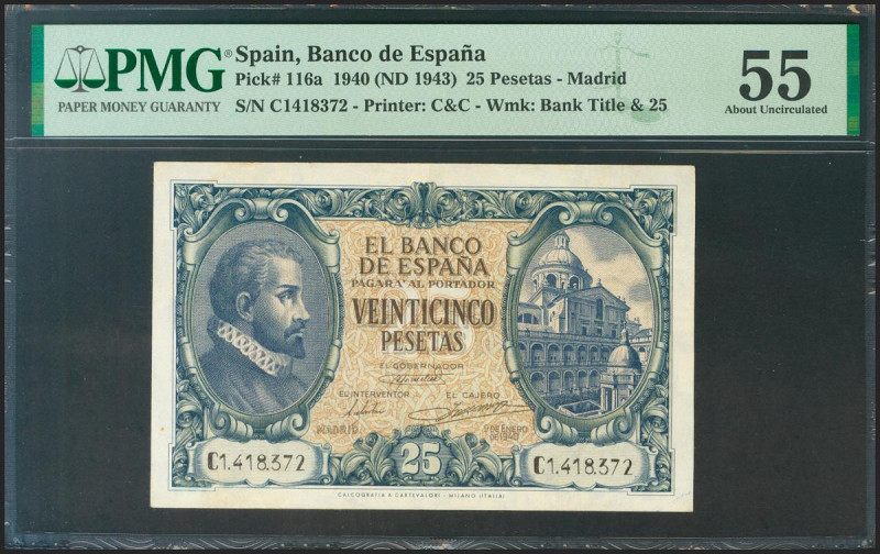 25 Pesetas. 9 de Enero de 1940. Serie C. (Edifil 2021: 436a, Pick: 116a). EBC+. ...