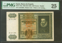 500 Pesetas. 9 de Enero de 1940. Serie A. (Edifil 2021: 439). MBC-. Encapsulado PMG25.