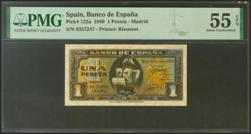 1 Peseta. 4 de Septiembre de 1940. Sin serie. (Edifil 2021: 442, Pick: 122a). Ap...
