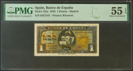 1 Peseta. 4 de Septiembre de 1940. Sin serie. (Edifil 2021: 442, Pick: 122a). Apresto original. EBC+. Encapsulado PMG55EPQ.