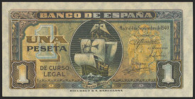 1 Peseta. 4 de Septiembre de 1940. Serie E. (Edifil 2021: 442a). Apresto original. SC.