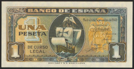 1 Peseta. 4 de Septiembre de 1940. Serie F. (Edifil 2021: 442a). Apresto original. SC.