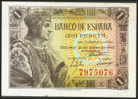 1 Peseta. 21 de Mayo de 1943. Sin serie. (Edifil 2021: 447). Apresto original. SC.