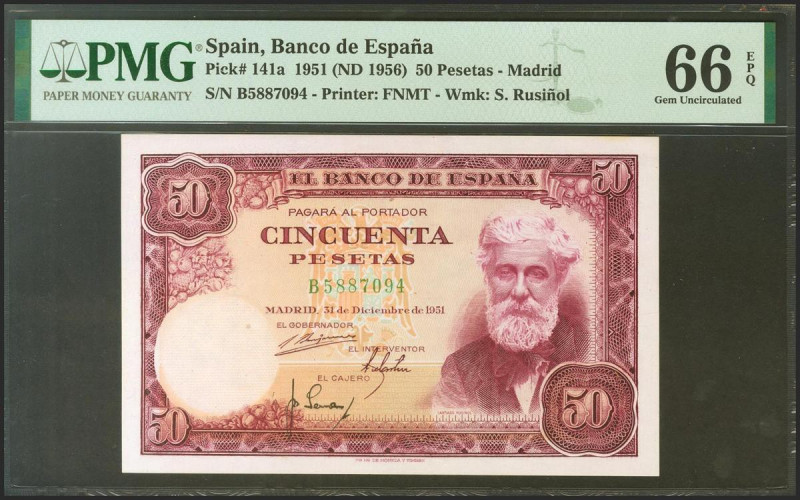 50 Pesetas. 31 de Diciembre de 1951. Serie B. (Edifil 2021: 462a, Pick: 141a). R...