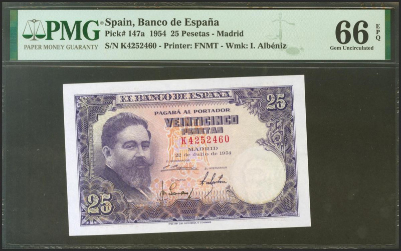 25 Pesetas. 22 de Julio de 1954. Serie K. (Edifil 2021: 467a, Pick: 147a). Apres...