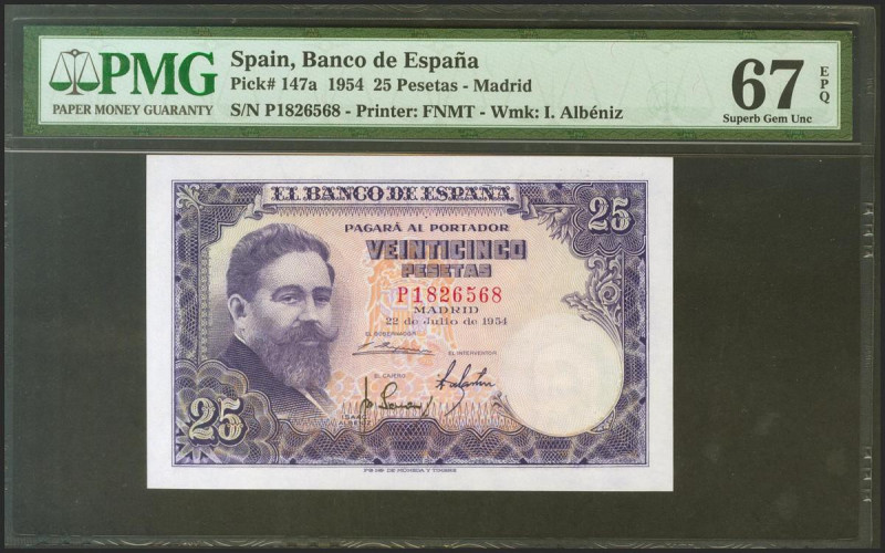 25 Pesetas. 22 de Julio de 1954. Serie P, última serie emitida. (Edifil 2021: 46...