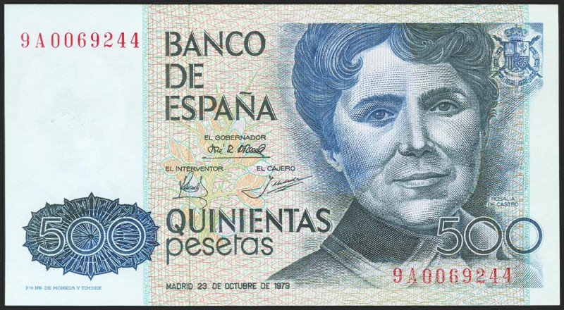 500 Pesetas. 23 de Octubre de 1979. Serie especial 9A. (Edifil 2021: 476b). SC.