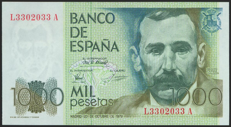 1000 Pesetas. 23 de Octubre de 1979. Serie L-A y numeración capicúa. (Edifil 202...