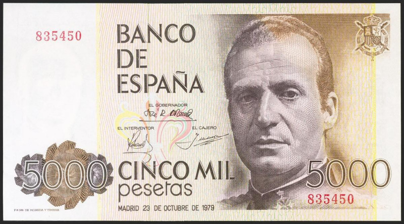 5000 Pesetas. 23 de Octubre de 1979. Sin serie. (Edifil 2017: 478). SC.