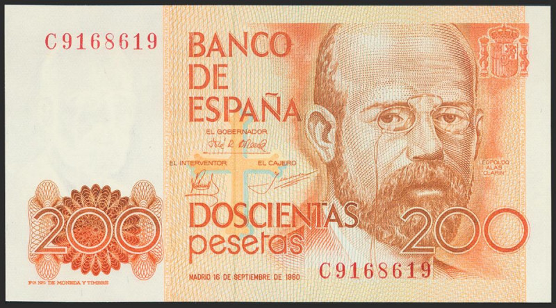 200 Pesetas. 16 de Septiembre de 1980. Serie C. (Edifil 2021: 480a). SC.