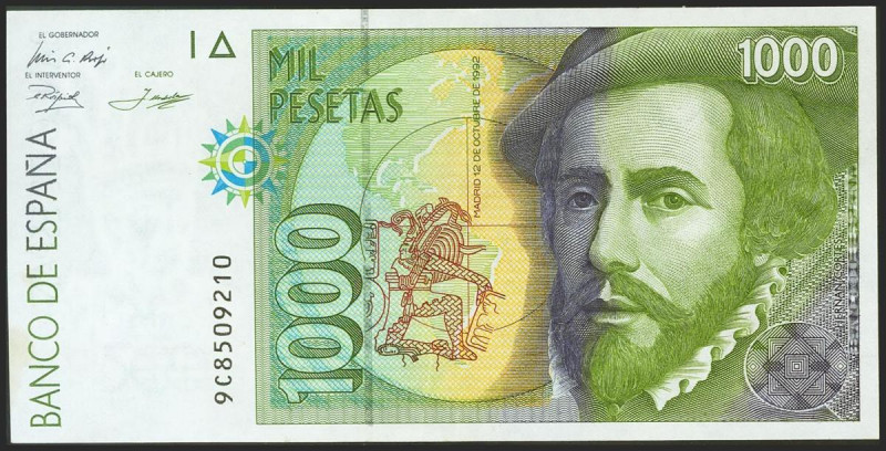 1000 Pesetas. 12 de Octubre de 1992. Serie especial 9C. (Edifil 2021: 483d). EBC...