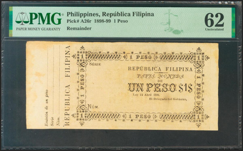 1 Peso. 24 de Abril de 1899. República Filipina, insurrectos filipinos. Sin nume...