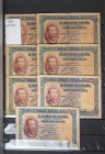Muy interesante conjunto de 101 billetes de 25 Pesetas, emitidos el 12 de Octubre de 1926, sin serie, serie A y serie B, en diferentes calidades. EBC/...