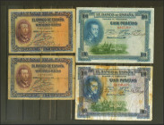 Conjunto de 31 billetes del Banco de España, emitidos entre 1925 y 1995, en diversas calidades. SC/BC. A EXAMINAR.