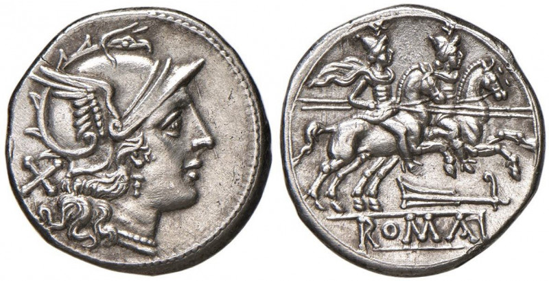 Repubblica - Anonime - Denario (206-195 a.C.) Testa di Roma a d. - R/ I Dioscuri...