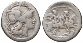 Repubblica - Anonime - Denario (206-195 a.C.) Testa di Roma a d. - R/ I Dioscuri a cavallo a d., sotto, cornucopia - Cr. 58/2 AG (g 3,69)
MB