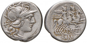 Repubblica - Aelia - P. Aelius Paetus - Denario (138 a.C.) Testa di Roma a d. - R/ I Dioscuri a d. - B. 3; Cr. 233/1 AG (g 3,81 
MB
