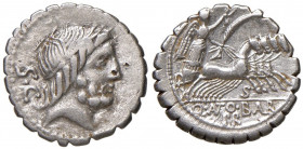 Antonia - Q. Antonius Balbus - Denario (83-82 a.C.) Testa di Giove a d. - R/ La Vittoria su biga a d. - B. 1; Cr. 364/1 AG (g 3,90) Due contromarche a...