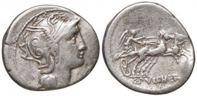 Claudia - C. Claudius Pulcher - Denario (110-109 a.C.) Testa di Roma a d. - R/ La Vittoria su biga - B. 1; Cr. 300/1 AG (g 3,89) Piegatura del tondell...