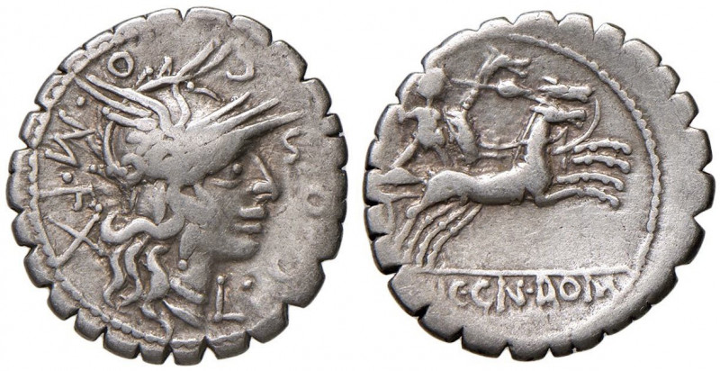 Cosconia - L. Cosconius M. f. - Denario (118 a.C.) Testa di Roma a d. - R/ Il re...