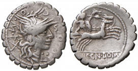 Cosconia - L. Cosconius M. f. - Denario (118 a.C.) Testa di Roma a d. - R/ Il re gallo Bituito su biga a d. - B. 1; Cr. 282/2 AG (g 3,79)
MB