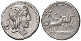 Julia - L. Julius Bursio - Denario (85 a.C.) Testa di Apollo a d. - R/ La Vittoria su quadriga a d. - B. 5; Cr. 352/1 AG (g 4,01) Graffietto al D/
BB