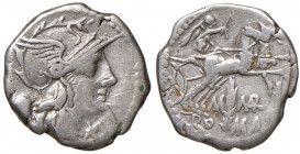Marcia - M. Marcius Mn. f. - Denario (134 a.C.) Testa di Roma a d. - R/ La Vittoria su biga a d. - B. 8; Cr. 245/1 AG (g 3,81)
MB+