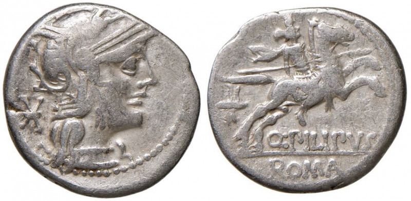 Marcia - Q. Marcius Q.n. Philippus - Denario (124 a.C.) Testa di Roma a d. - R/ ...