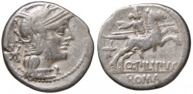 Marcia - Q. Marcius Q.n. Philippus - Denario (124 a.C.) Testa di Roma a d. - R/ Cavaliere a d. - B. 11; Cr. 259/1 AG (g 3,80)
MB