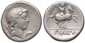 Marcia - C. Marcius Censorinus - Denario (88 a.C.) Testa di Apollo a d. - R/ Cavaliere a d. - B. 19; Cr. 346/2 AG (g 3,92) Graffietti al D/ 
MB