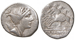 Postumia - A. Postumius Albinus - Denario (96 a.C.) Testa di Diana a d. - R/ Tre cavalieri a s. - Cr. 335/9 AG (g 3,97) Ondulazione del tondello
MB