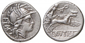 Rutilia - L. Rutilius Flaccus - Denario (77 a.C.) Testa di Roma a d. - R/ La Vittoria su biga a d. - B. 1; Cr. 387/1 AG (g 3,91)
MB+