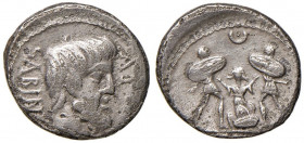 Tituria - L. Titurius - Denario (89 a.C.) Testa di Tazio a d. - R/ Tarpeia tra due soldati con gli scudi - B. 4; Cr. 344/2b AG (g 3,98) Screpolature, ...
