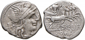 Trebania - L. Trebanius - Denario (135 a.C.) Testa di Roma a d. - R/ Giove su quadriga a d. - B. 1; Cr. 241/1 AG (g 3,73) 
BB