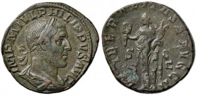 Filippo I (244-249) Sesterzio - Busto laureato a d. - R/ La Liberalità stante a s. - RIC 180 AE (g 20,10)
BB+