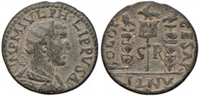 Filippo I (244-249) AE di Antiochia in Pisidia - Busto radiato a d. - R/ Insegne - SNG.BN 1271 AE (g 8,35)
BB
