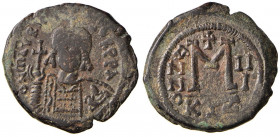 BISANZIO Maurizio Tiberio (578-582) Follis A. III (Cyzicus) Busto coronato di fronte - R/ Valore - Sear 518 AE (g 13,31)
BB/BB+