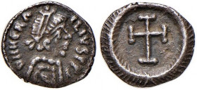 Eraclio (610-641) 120 Nummi (Ravenna) - Busto diademato a d. - R/ Croce potenziata - Sear 907 AG (g 0,38) RR
qSPL