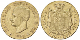 Napoleone (1805-1814) MILANO 40 Lire 1808 Senza segno di zecca - Gig. 72a AU (g 12,88) R
qBB