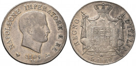 Napoleone (1805-1814) MILANO 5 Lire 1809 bordo in rilievo, puntali aguzzi - Gig. 96 AG (g 24,99) 
SPL/SPL+