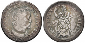 FIRENZE Francesco I (1574-1587) Testone 1577 - MIR 183 (indicato R/2) AG (g 8,70) RR Bella patina iridescente
MB/BB
