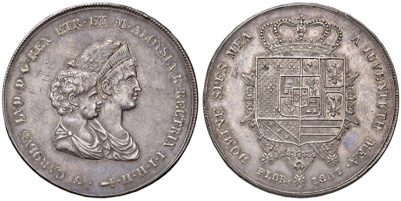 FIRENZE Carlo Lodovico (1803-1807) Dena 1807 - MIR 423 AG (g 39,83) Colpetto al ...