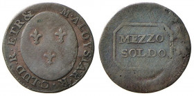 FIRENZE Carlo Lodovico di Borbone (1803-1807) Mezzo soldo - MIR 430 CU (g 0,77) Graffietti al R/
BB