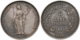 MILANO Governo Provvisorio (1848) 5 Lire 1848 - Gig. 3 AG (g 24,93) Colpetti al bordo
BB