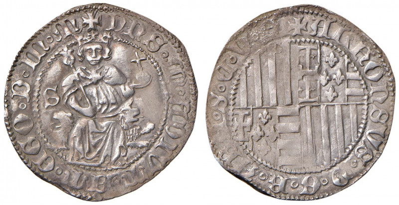 NAPOLI Alfonso I d’Aragona (1442-1458) Carlino con sigla S - MIR 54/6; Vall-Llos...