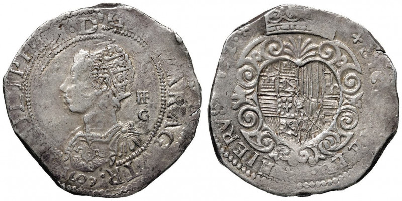 NAPOLI Filippo III (1598-1621) Mezzo Ducato 1609 sigla IAF / G - Magliocca 5 AG ...