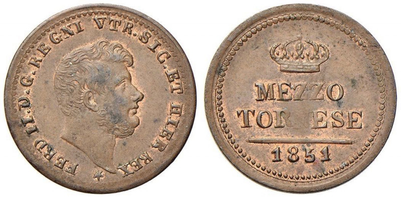 NAPOLI Ferdinando II (1830-1859) Mezzo tornese 1851 - Magliocca 800 CU (g 1,37)...