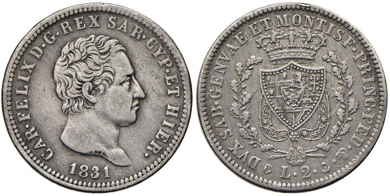 Carlo Felice (1821-1831) 2 Lire 1831 G - Nomisma 585 AG Lucidato
qBB