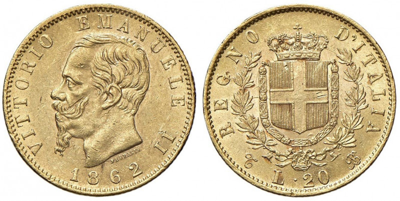 Vittorio Emanuele II (1861-1878) 20 Lire 1862 T - Nomisma 849 AU Pesante graffio...